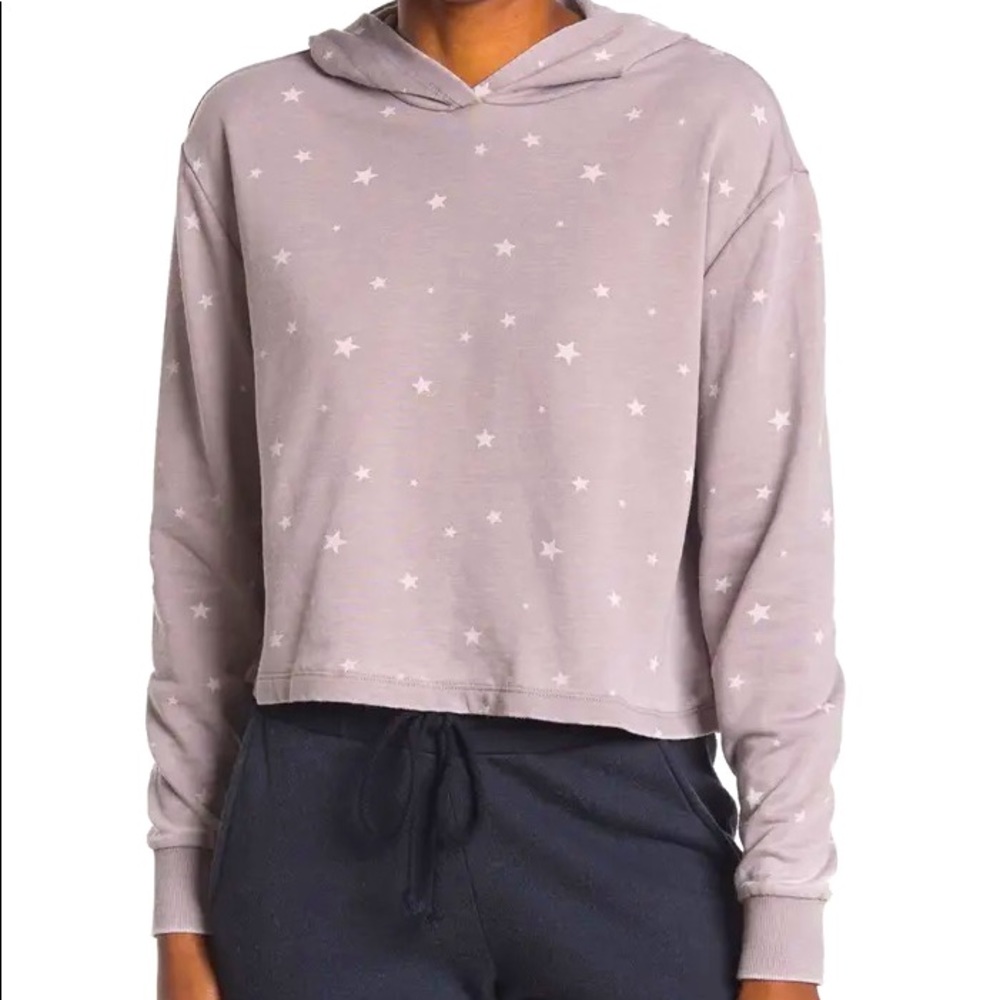 ALTERNATIVE APPAREL || French Terry Crop Pullover Hoodie in Gray Star - SZ Small
